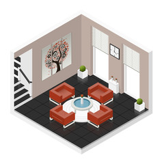 Hall room isometric icon set