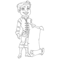 Prince with a scroll of parchment for your banner outlined
