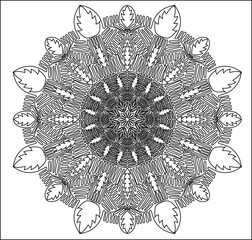 Circular abstract picture. Blackly white illustration