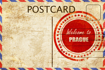 Vintage postcard Welcome to prague