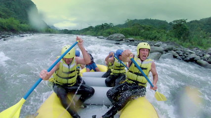 Experience the thrill of level five rafting in the Ecuadorian Andes with a group of lively seniors enjoying an adventurous day out.