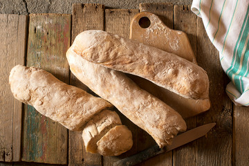 Crusty homemade Italian ciabatta