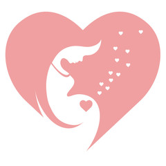 Pregnant woman, stylized vector symbol