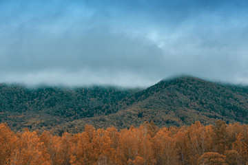 mountain in autumn day