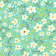 Vector seamless floral pattern in doodle style
