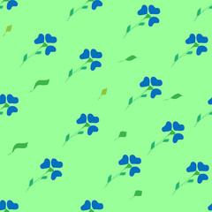 Flower blue seamless pattern