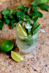 Mojito cocktail in a bur , selective focus