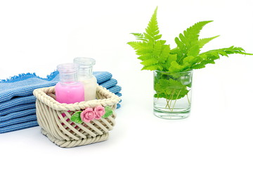 Shampoo and Shower gel on white background