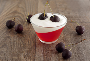 Yogurt, cherry and jelly