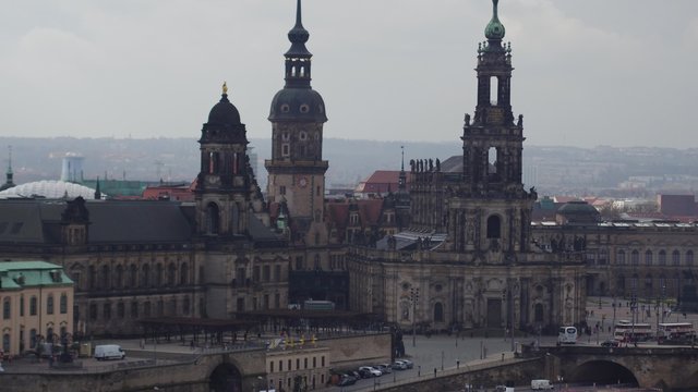 Dresden, centre, river, church,long lens