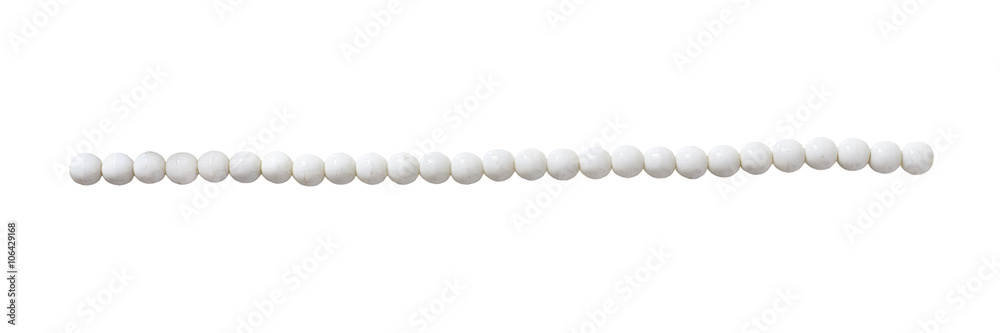 Wall mural string of white beads isolated on white background