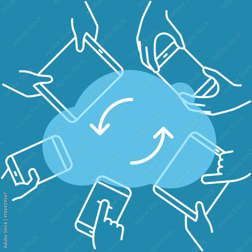 Poster modern cloud technology scheme. vector technology concept