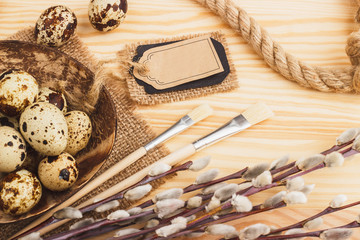Quail Easter eggs in the bowl