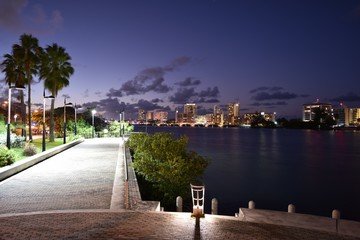 Condado Lagoon at night, San Juan, Puerto Rico