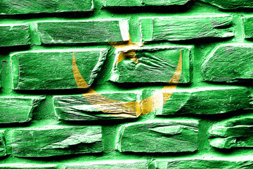 Brick wall Mauritania flag with some cracks and vintage look