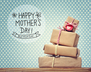Mothers Day message with gift boxes