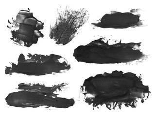collection of abstract acrylic brush strokes blots