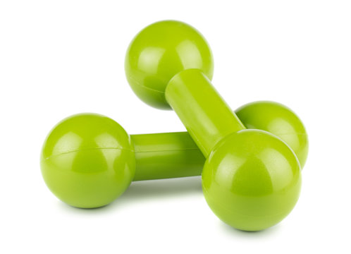 Pair Of Green Dumbbells For Fitness