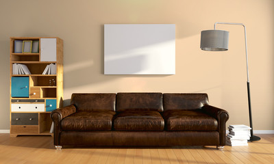 Modern bright interior . 3D rendering