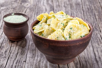 Ravioli with ricotta  sprinkled with grated parmesan