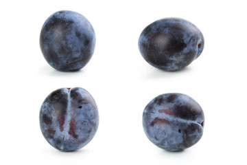 Fresh plum isolated on a white, collage