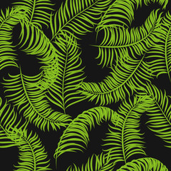 Fototapeta na wymiar Tropical jungle palm leaves vector pattern background. Exotic nature pattern for fabric, wallpaper or apparel.