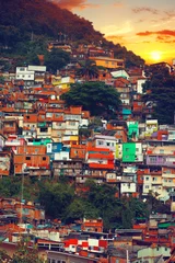 Crédence de cuisine en verre imprimé Brésil Centre-ville et favela de Rio de Janeiro