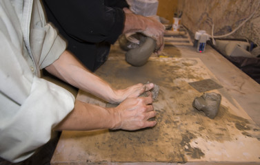 preparing the clay