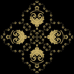Elegant vector ornament in the style of barogue. Abstract traditional pattern with golden oriental elements