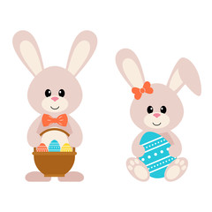easter bunny with a basket and egg set