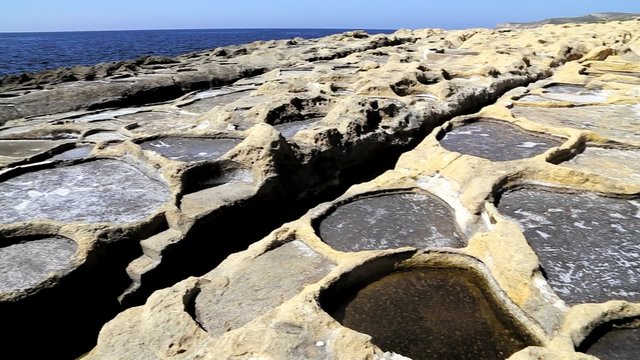 Salt Evaporation Ponds Off the Coast of Gozo,malta.xatt L-Ahmar
