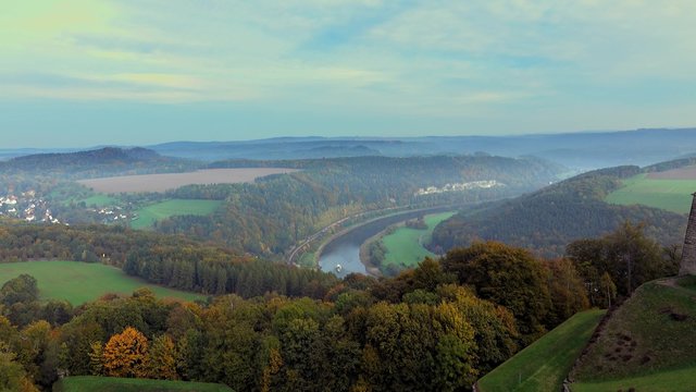 Saxon Switzerland. Elbe River View From Castle Koenigstein .fortress "koenigstein" and the Elbe Valley, Saxony, Germany