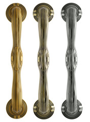 door handles for large doors of three colors on a white background front view