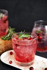 glass of water with cranberry