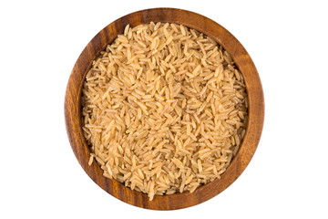 Rice in wooden bowl