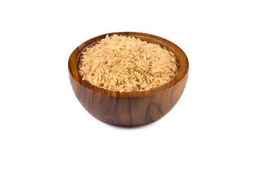Rice in wooden bowl
