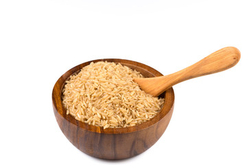 Rice in wooden bowl
