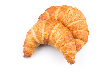 Croissant over white background