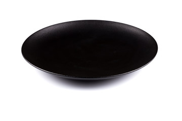 Empty black stoneware plate
