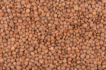 Picture of brown lentils over flat surface