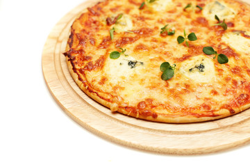 Italian Pizza with Blue Cheese. White Background
