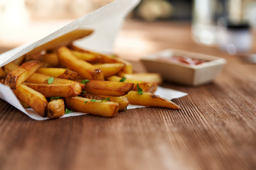 french fries and ketchup