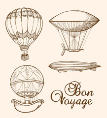 Fototapeta na wymiar Set of vintage air balloons
