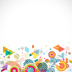 Naklejka premium abstract creative geometrical with circle shape and mix hexagon decoration on bottom part, vector illustration