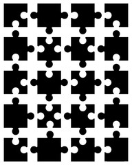 Vector illustration of white puzzle, separate parts