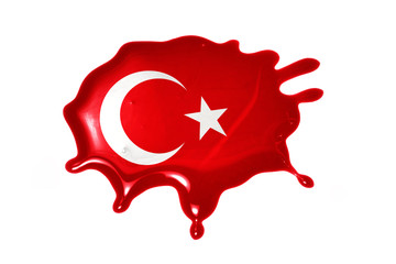 blot with national flag of turkey