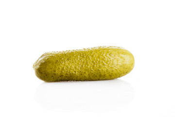 marinated pickled cucumbers isolated on white.  Pickled green gh