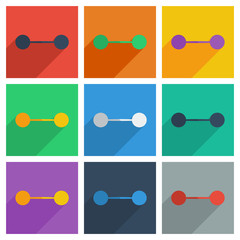 Set of athletic dumbbell with shadow flat concept modern design