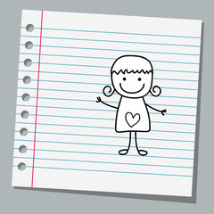 notebook paper with little girl