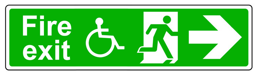 Fire exit Wheelchair access right sign